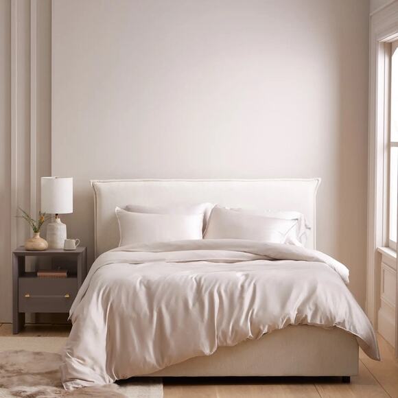 Quince Bamboo Duvet Cover Set Sand Beige Size Queen/Full - Picture 4 of 8